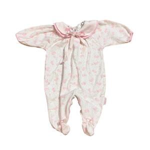 Creme De La Creme Baby Girl Bunny Footed Outfit Size 9 Months Embroidered Ribbon